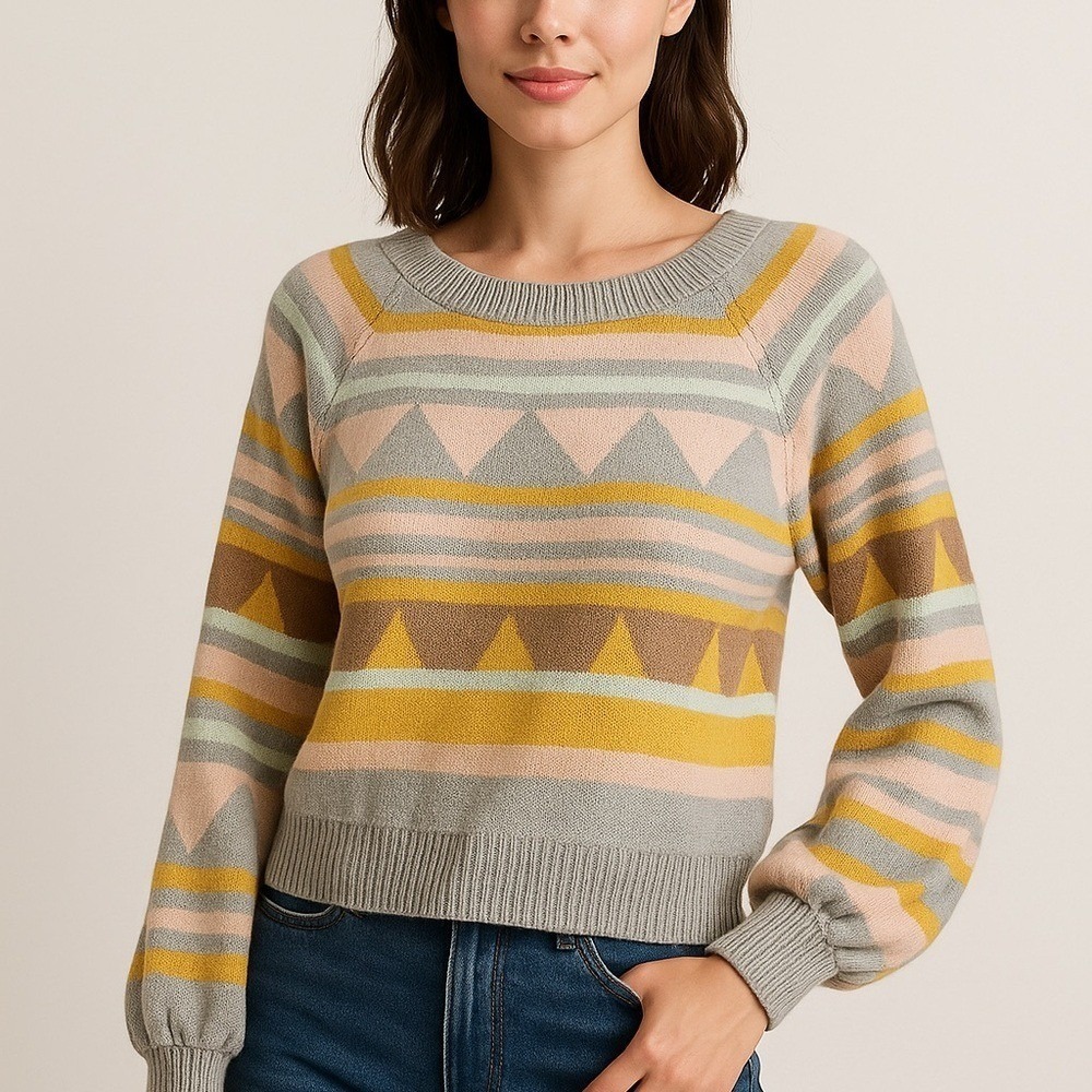 Full Circle Trends Geometric Tie-Back Knit Sweater – Size Medium